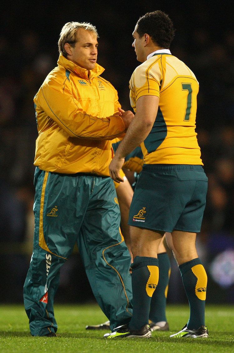 George Smith (rugby union) Wallabies Phil Waugh and George Smith embrace Rugby