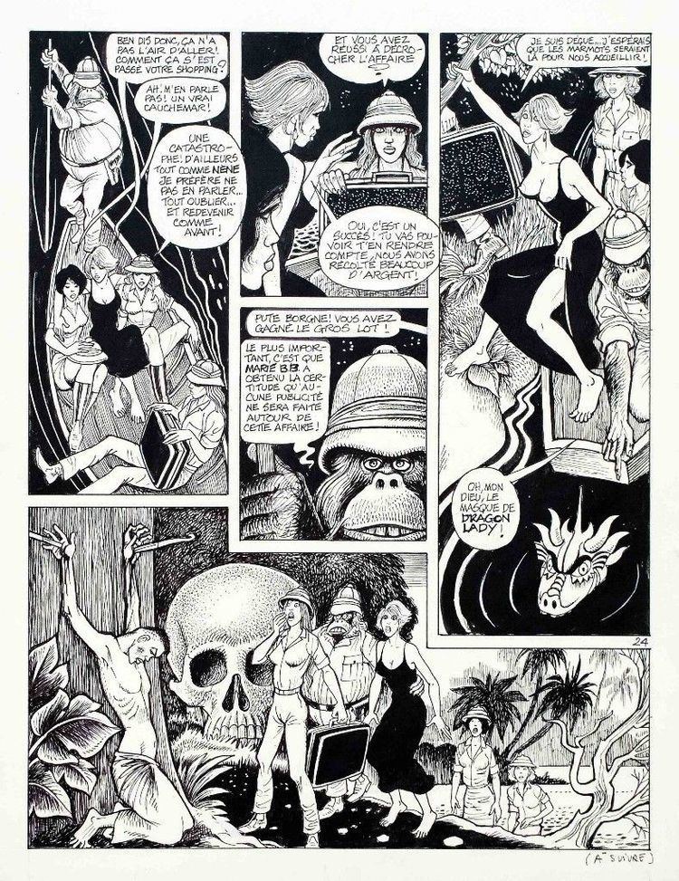 A page from the comic book "La Pierre de Passe' with artworks done by  Georges Pichard