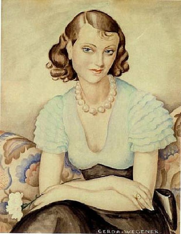 Gerda Wegener Painting by Gerda Wegener showing Lili Elbe on the right hand side