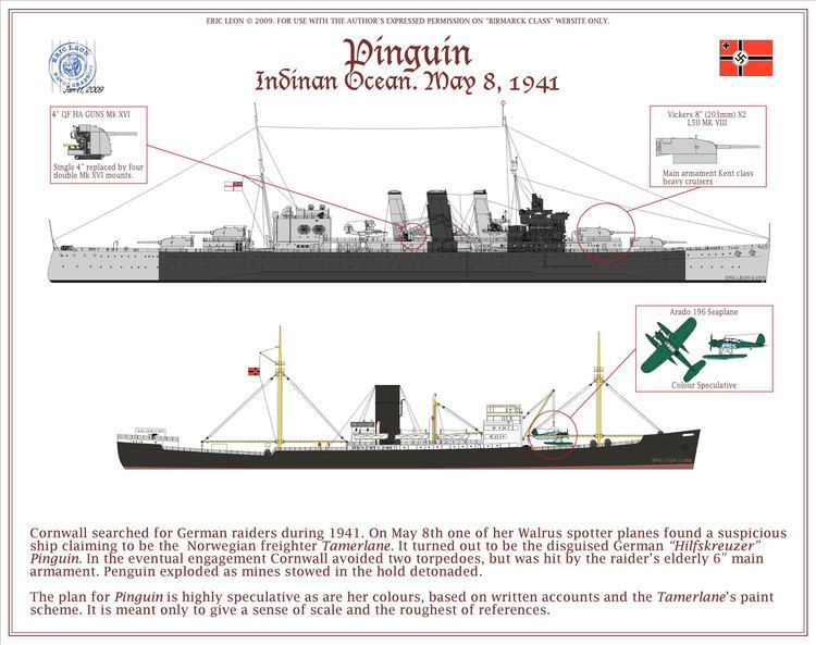 German auxiliary cruiser Pinguin Hilfskreuzer Auxiliary Cruiser Raider Pinquin