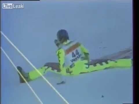 Footage of Gernot Reinstadler lost his control and crashed into safety nets at full speed