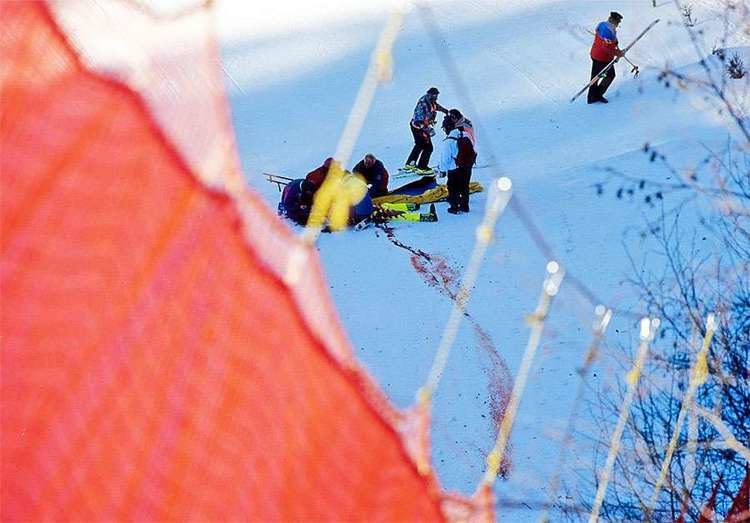 Gernot Reinstadler fatal ski crash with blood on the snow