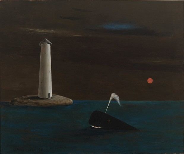Gertrude Abercrombie Untitled Lighthouse Whale and Black Sea Gertrude