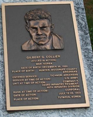 Gilbert G. Collier CORPORAL GILBERT G COLLIER MEDAL OF HONOR WAR MEMORIAL PLAQUE