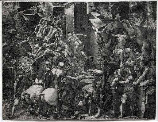 Giorgio Ghisi Giorgio Ghisi The Fall of Troy after G B Scultori