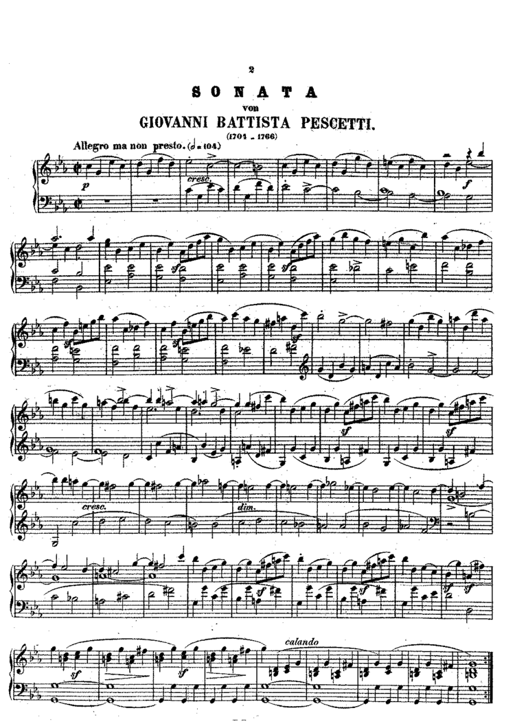 Giovanni Battista Pescetti Harpsichord Sonata in C minor Pescetti Giovanni Battista IMSLP