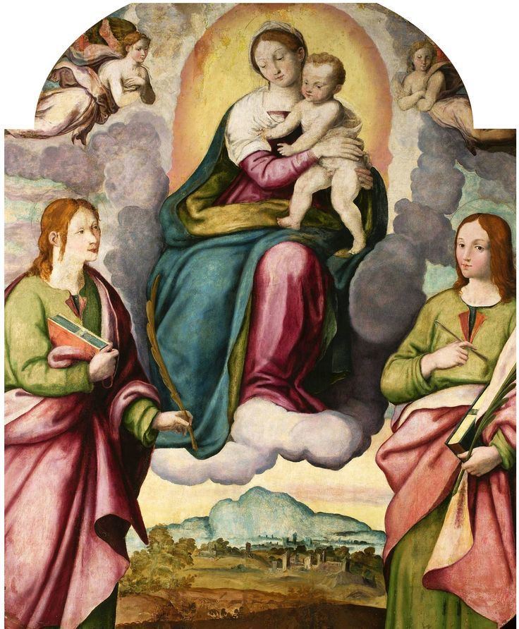 Giovanni Filippo Criscuolo Virgin and Child on a cloud by Giovanni Filippo Criscuolo ca 1550
