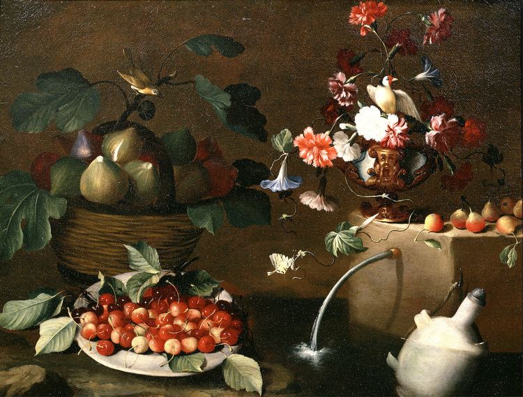 Giovanni Stanchi A Still Life with Birds Flowers Fruit and a Fountain Old Masters