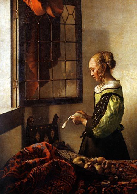 Girl Reading a Letter at an Open Window Johannes Vermeer A Girl Reading a Letter by an Open Window detail