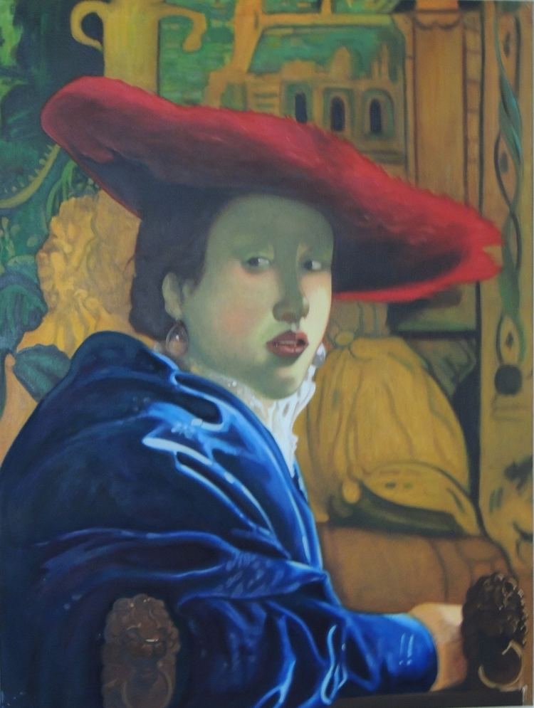 Girl with a Red Hat Girl in Red Hat after Vermeer Raven Pi Art