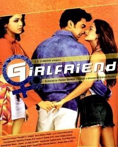 Isha Koppikar, Amrita Arora, and Aashish Chaudhary in the movie poster of the 2004 film Girlfriend