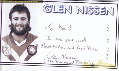 Glen Nissen Glen Nissen autograph collection entry at StarTiger