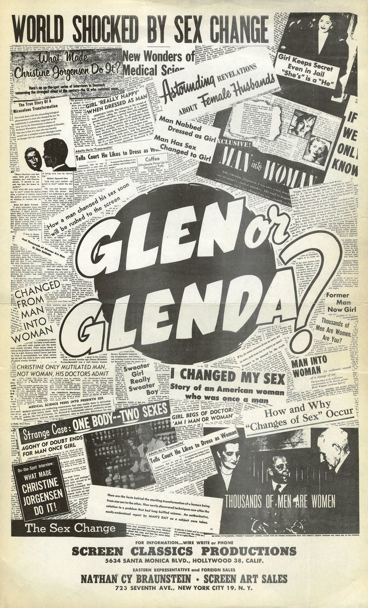 Glen or Glenda Glen or Glenda Screen Classics Productions1953 The Bela Lugosi Blog