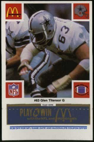 Glen Titensor Glen Titensor Dallas Cowboys McDonalds NFL Play Win 1986