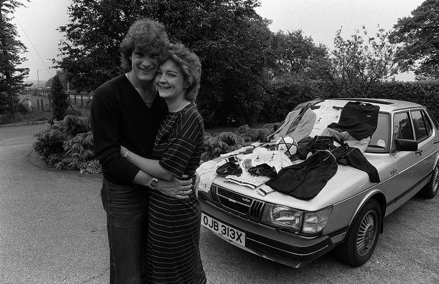 Glenn Hoddle and Christine Anne Stirling hugging each other