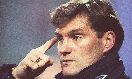 Glenn Hoddle pointing his finger on her head