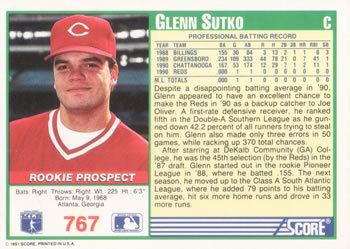 Glenn Sutko 1991 Score Baseball Gallery The Trading Card Database