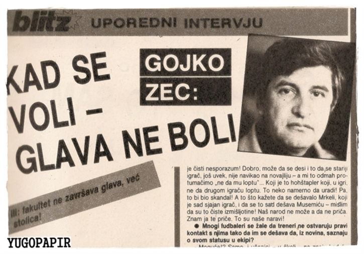 Gojko Zec Yugopapir Gojko Zec uporedni intervju trenera Zvezde i Partizana