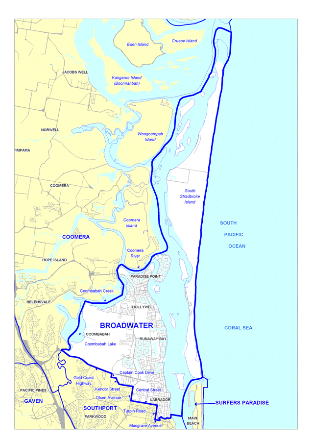 Gold Coast Broadwater Maps and Districts Gold Coast Broadwater