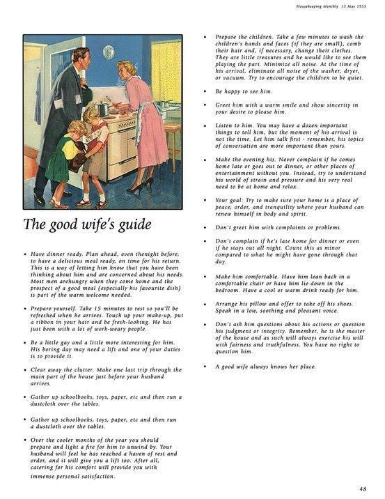 Good Wife's Guide This is a mustread The Good Wife39s Guide Good Housekeeping 1955