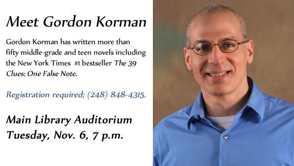 Gordon Korman The Backroom Gordon Korman visits Farmington Hills