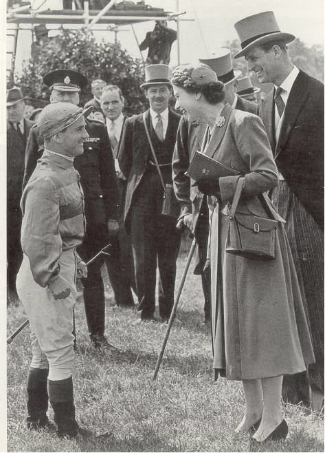 Gordon Richards wearing his Jockey sports attire with many people