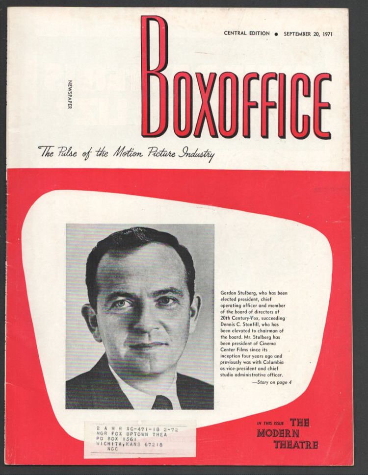 Boxoffice 9/20/1971-Gordon Stulberg, president & CEO of 20th Century  Fox-theater business-Central edition-VG: (1971)  Magazine&nbsp;/&nbsp;Periodical | DTA Collectibles