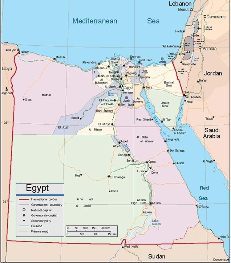 Governorates of Egypt Egypt map Map of the governorates of Egypt