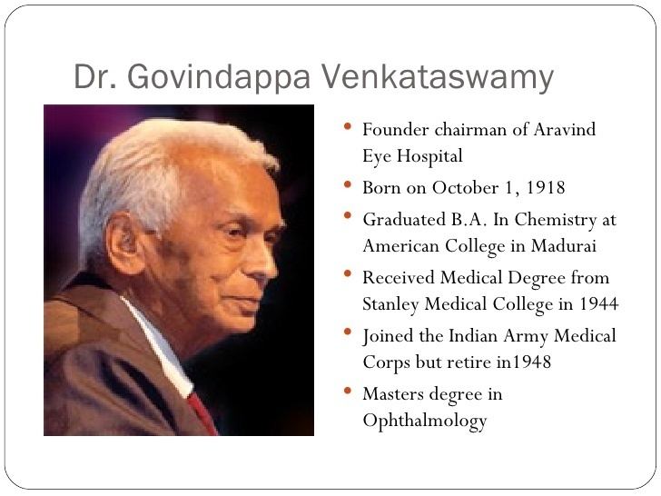 Govindappa Venkataswamy aravindeyehospital7728jpgcb1339927435