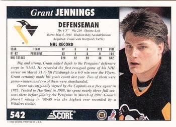 Grant Jennings The Trading Card Database 199293 Score Hockey Gallery