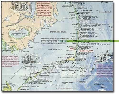 Map of NC Outer Banks - Graveyard of the Atlantic