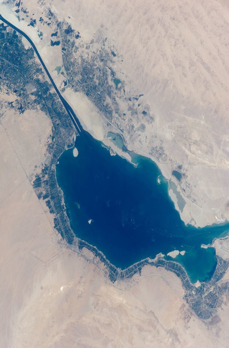 Great Bitter Lake FileGreat Bitter Lake from space hires rotated1jpg Wikimedia