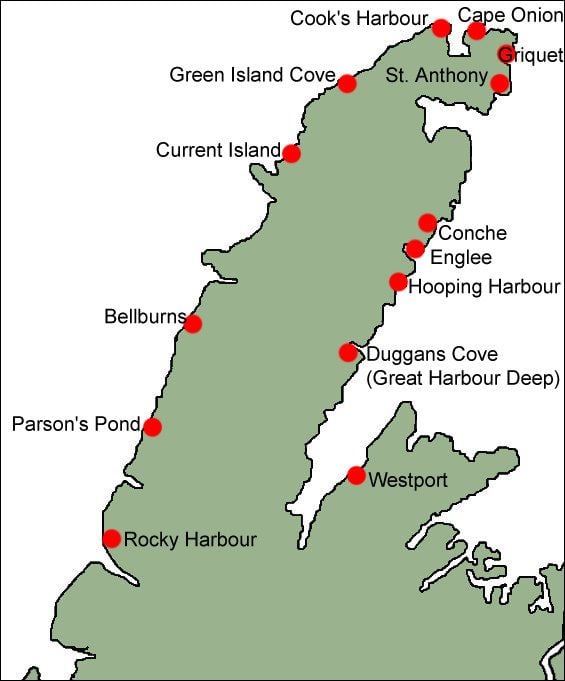 Great Northern Peninsula Map of Great Northern Peninsula Locals