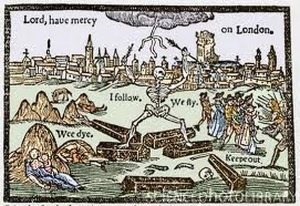 Great Plague of London artwork from 1665 about the Great Plague of London Historic