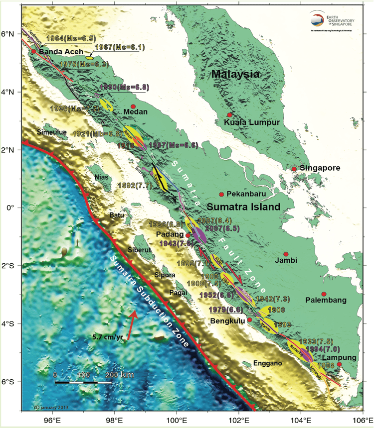 Great Sumatran fault Segmentation of the Sumatra Fault Zone and historical earthquakes
