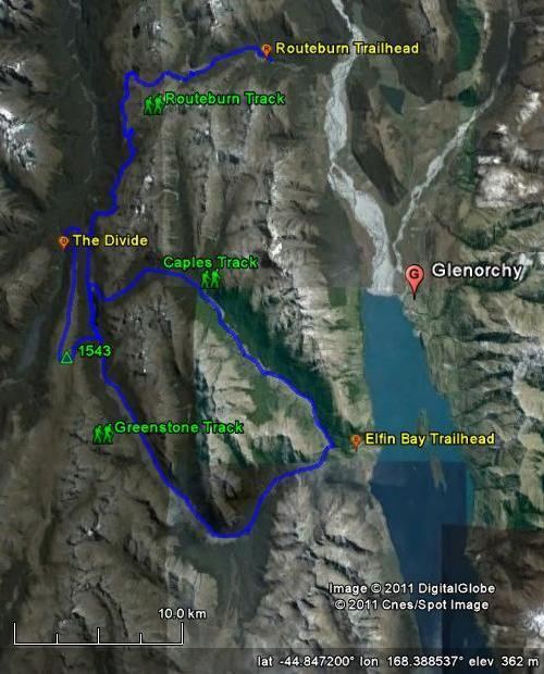 Greenstone and Caples Tracks Map of the Routeburn Caples and Greenstone Tracks Photos