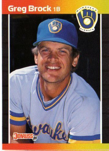 Greg Brock (baseball) MILWAUKEE BREWERS Greg Brock 57 DONRUSS 1989 MLB Baseball Trading Card