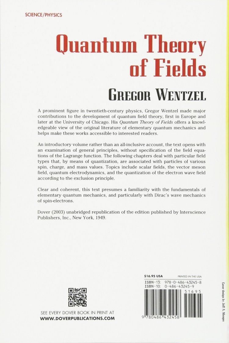 Gregor Wentzel Quantum Theory of Fields Dover Books on Physics Gregor Wentzel