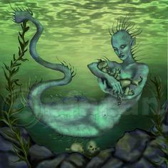 An illustration of Grendel's mother described as a "water witch"
