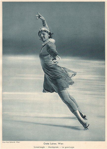 Grete Lainer ICE FIGURE SKATING Grete Lainer Wien Spreadeagle Mondspirale 1935
