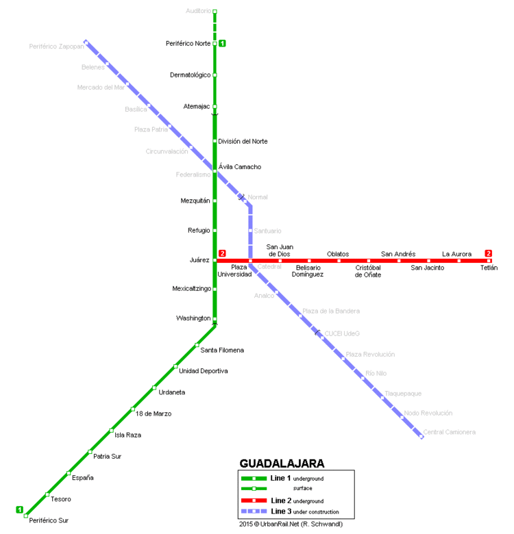 Guadalajara light rail system UrbanRailNet gt Central America gt Mexico gt Jalisco gt Guadalajara