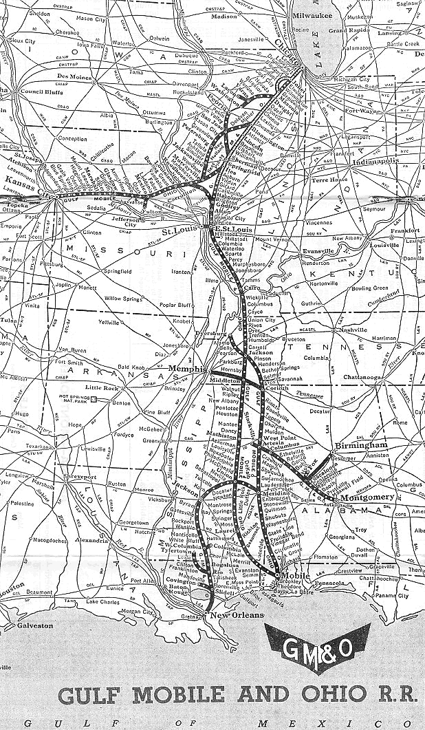 Gulf, Mobile and Ohio Railroad Richard Leonard39s Gulf Mobile amp Ohio Gallery GMampO System Map 1952