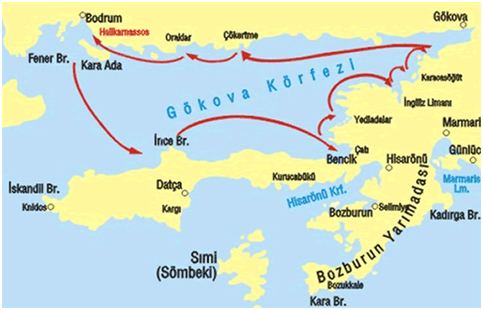 Gulf of Gökova Gulf of Gokova Itinerariers maps Yacht Booking Bodrum