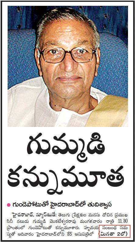 Gummadi Venkateswara Rao Worldwide NFans Club Tribute to Gummadi Venkateswara Rao