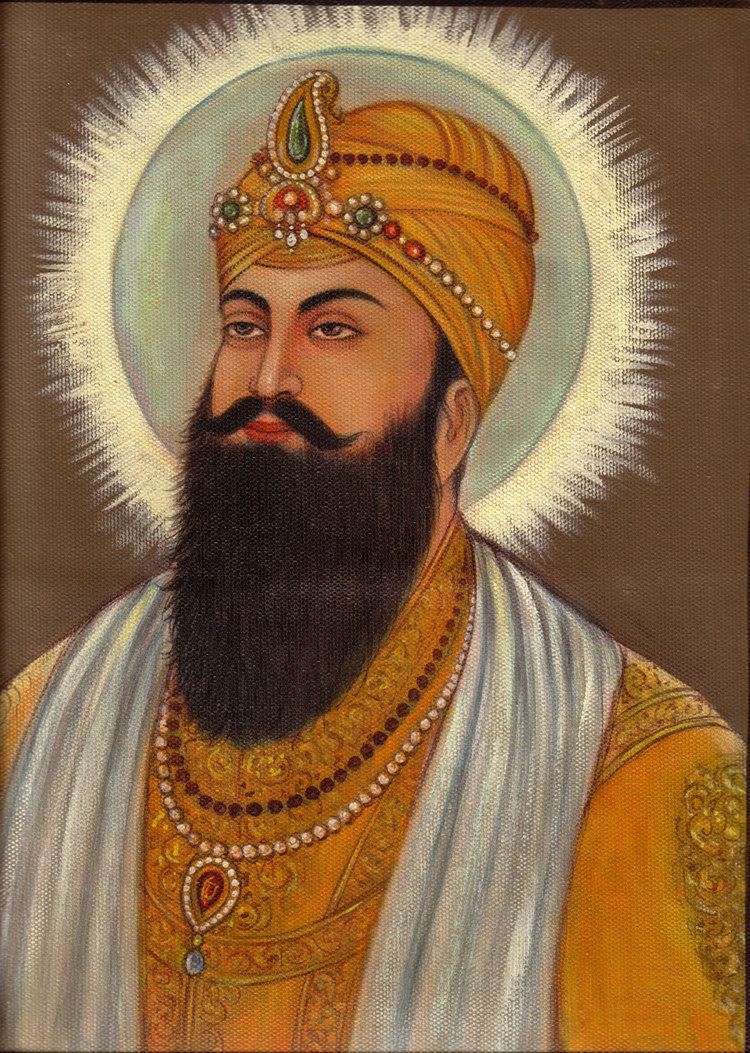 Guru Arjan Sikh Guru Arjan Dev Painting Handmade Oil on Canvas