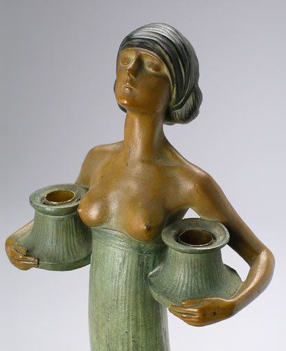 Gustav Gurschner Gustav Gurschner Bronze Art Nouveau Maiden Lamp