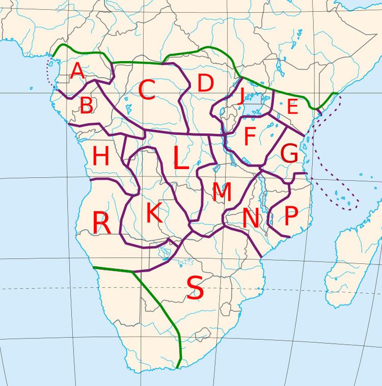 Guthrie classification of Bantu languages