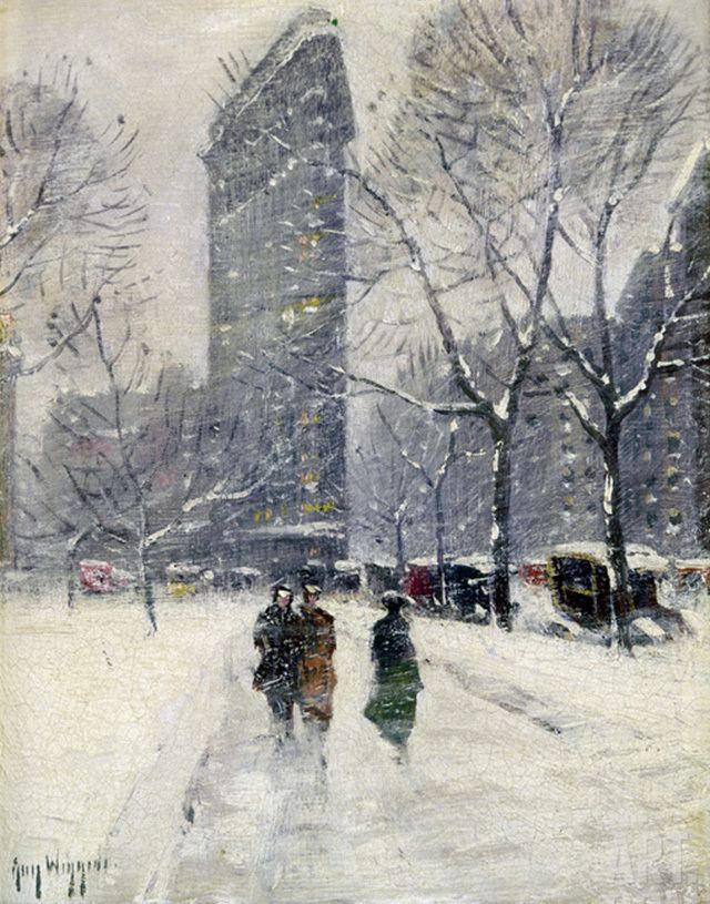 Guy C. Wiggins Early 20th Century NYC in the Snow from Impressionist