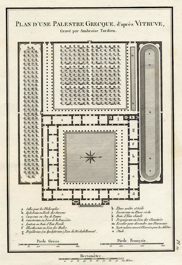Gymnasium (ancient Greece) Old and antique prints and maps Ancient Greece Plan of a Greek