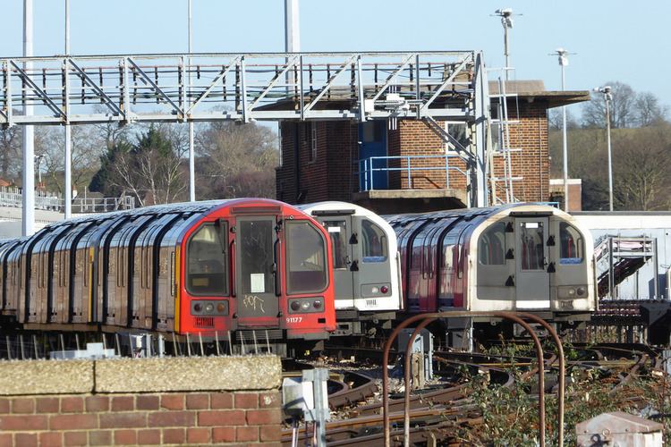 Hainault depot Central Line trains stabled up at Hainault Depot Viewable Flickr